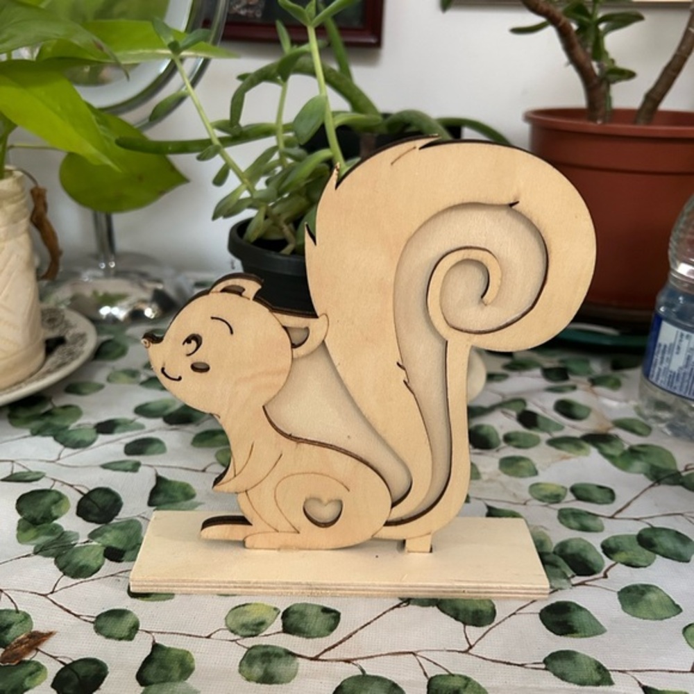 Wooden Squirrel Figurine
